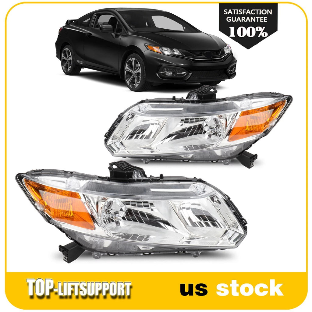 Chrome Headlight Assembly Pair for Honda Civic 4-Door Sedan (2012–2015)
