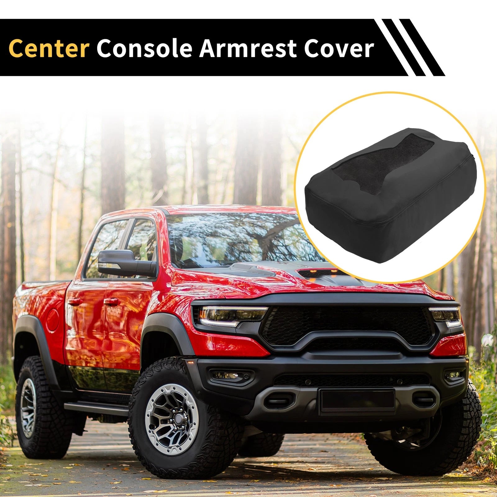 Console Lid Armrest Cover for Chevrolet (Microfiber Leather, Black)