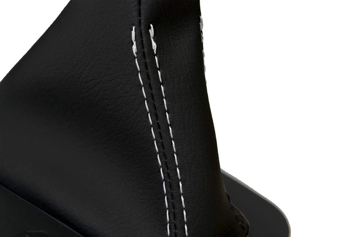 Leather Automatic Shift Boot Cover for BMW E38 (1995–2001) Black White Stitch