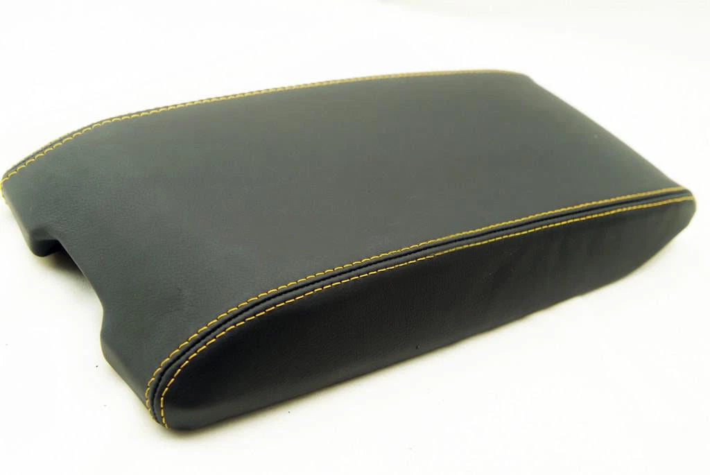 Console Armrest Cover for Chrysler 300 (2005–2007) Yellow Stitch PVC Leather