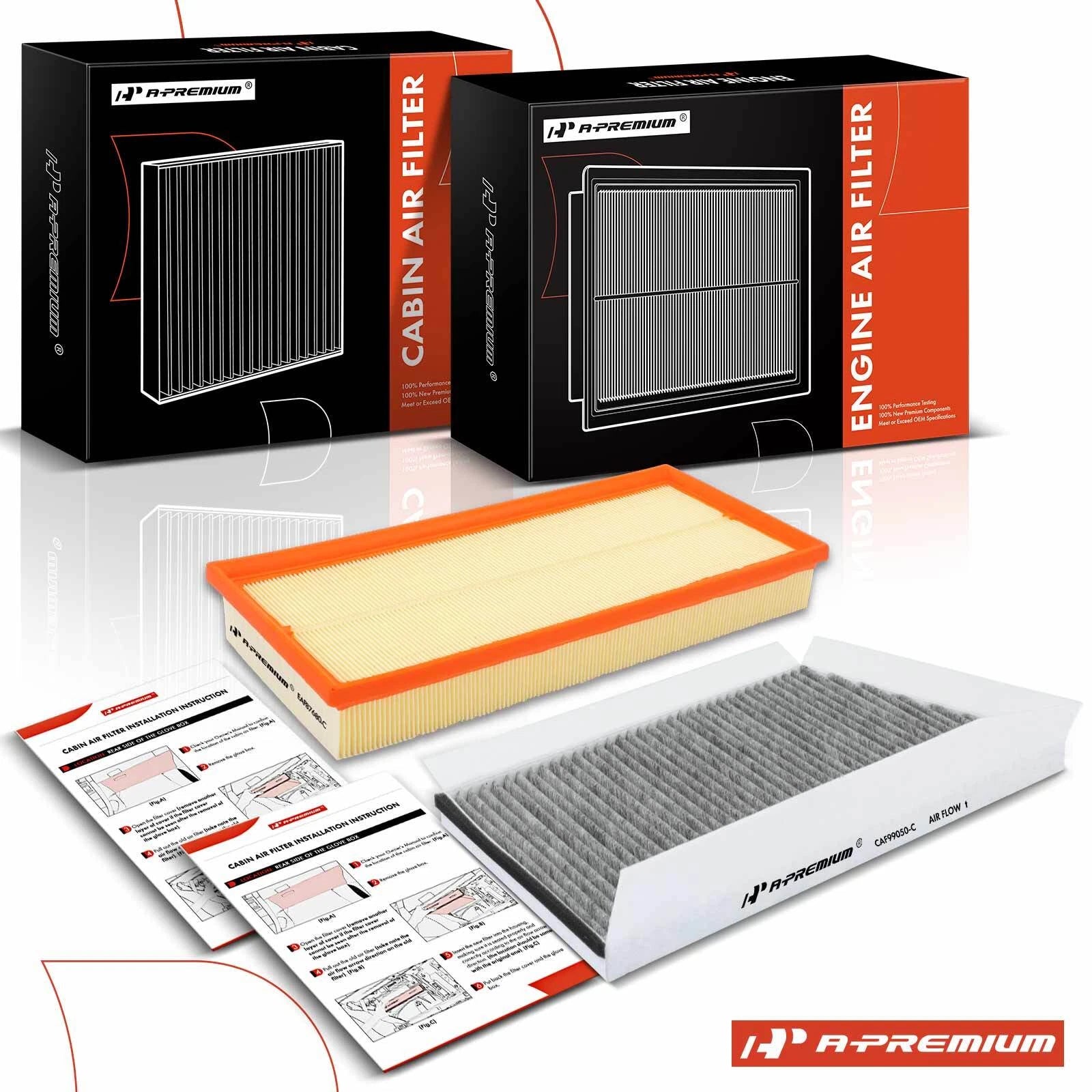 Engine & Activated Carbon Cabin Air Filter for Benz C55 AMG C230 (2006–2007)