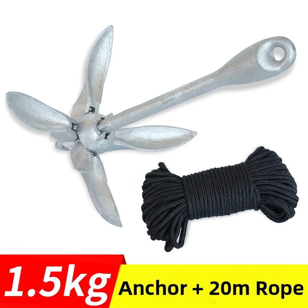 1.5kg Foldable Steel Anchor for Inflatable Boats (Galvanized)