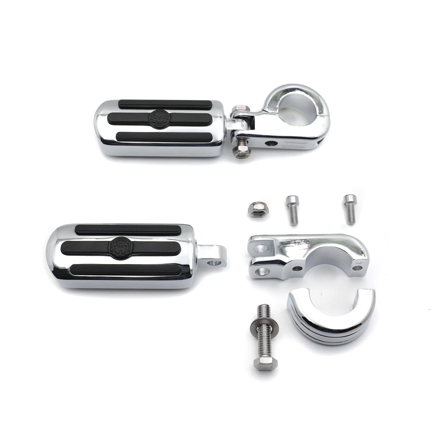 Chrome Streamliner Skull FootPeg Kit for Honda GL1800 VT750 (2001–2023)