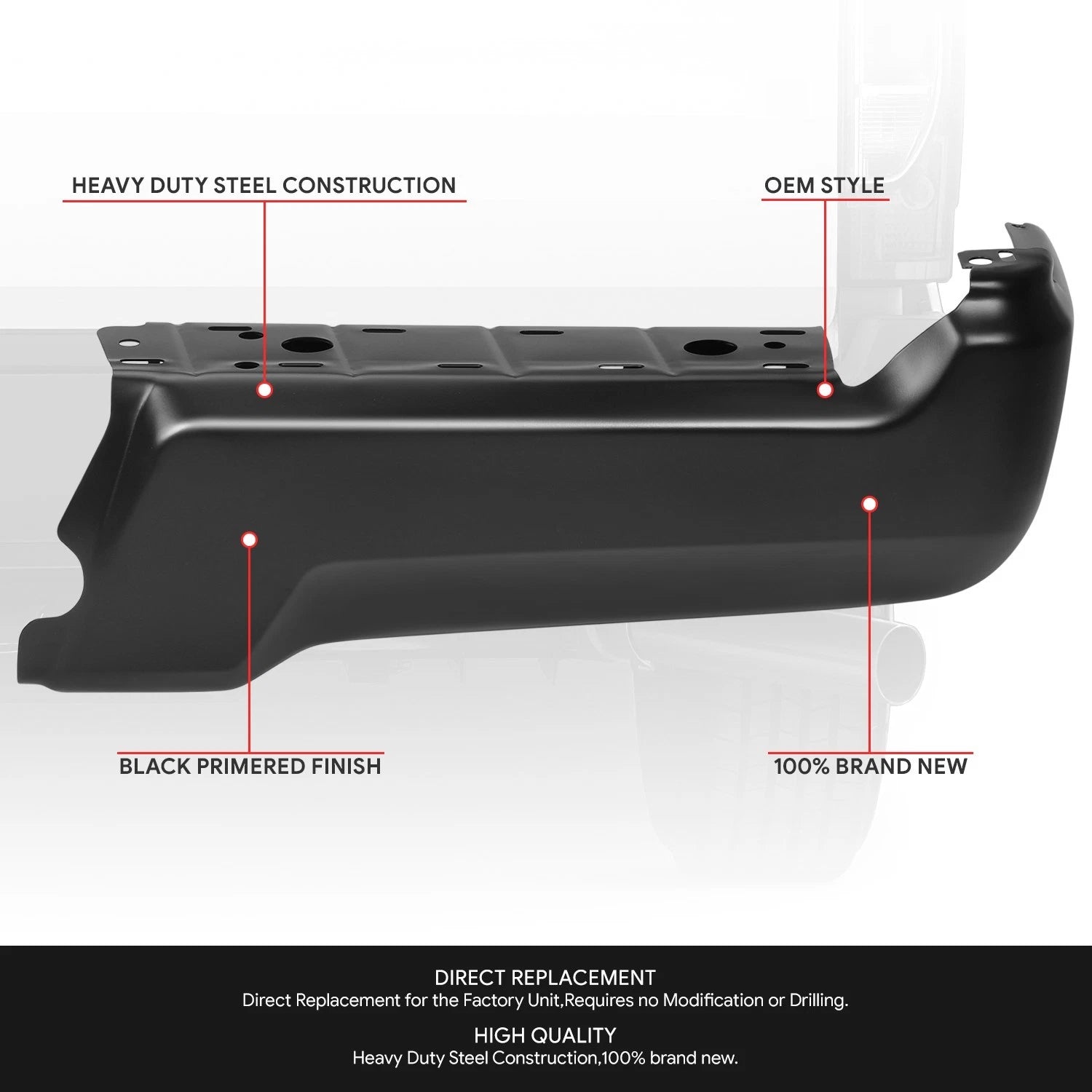 Right Side Rear Bumper End Cap for Ford F-250 SD (2017–2022)
