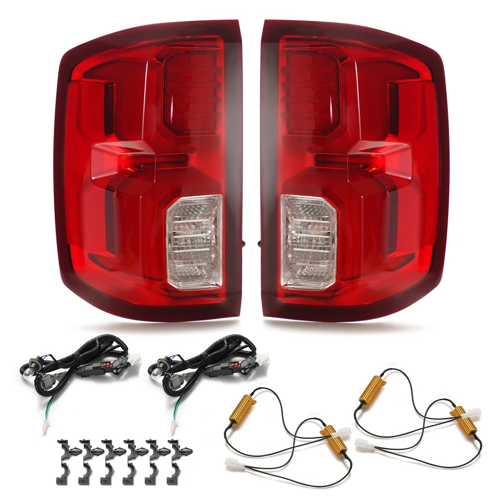 LED Tail Lights for Chevy Silverado 1500 (2014–2018) Red Pair
