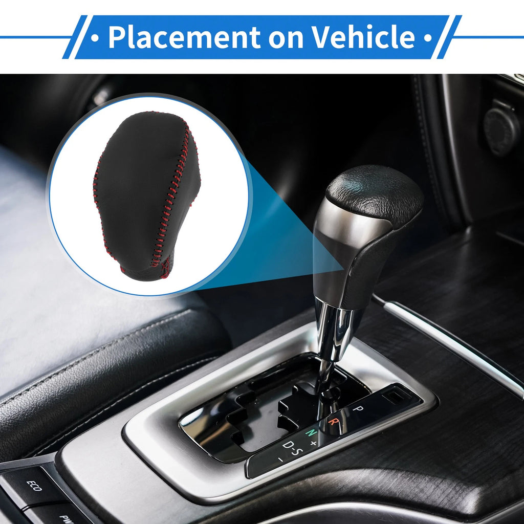 1 Pc Gear Shift Knob Cover for Toyota RAV4 (2019–2024) Black Red Faux Leather