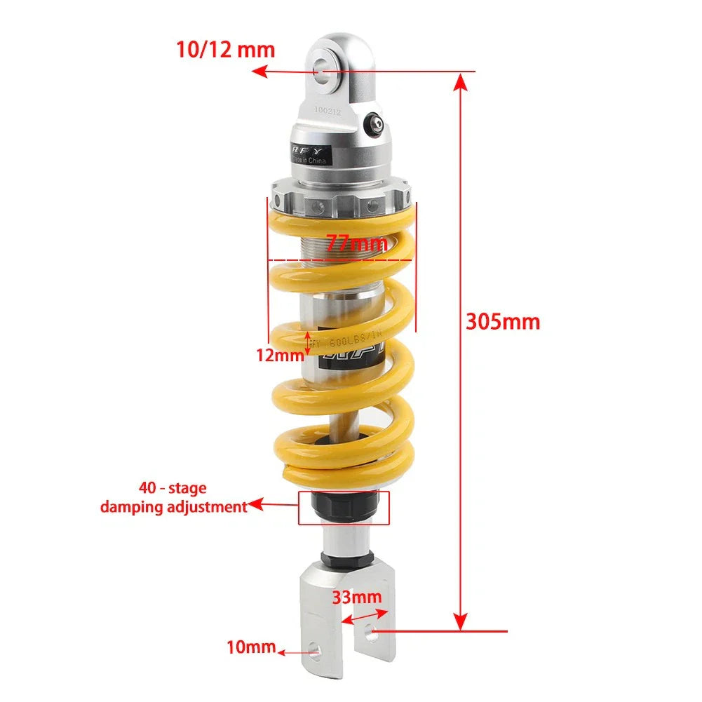 12'' 305mm Motorcycle Shock Absorber for Dirt Pit Bike ATV Quad Red