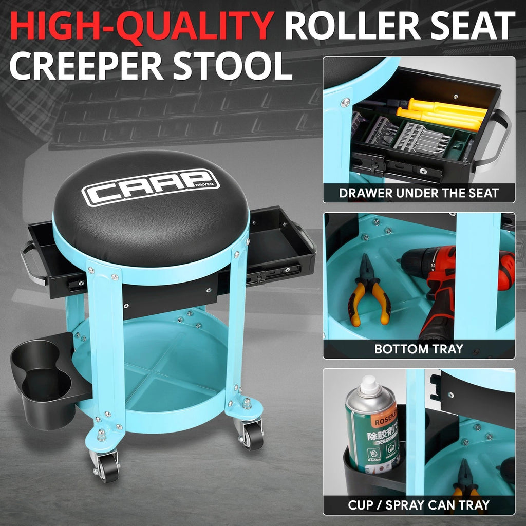 Rolling Stool for Mechanics Tool Seat Garage (300lbs Capacity)