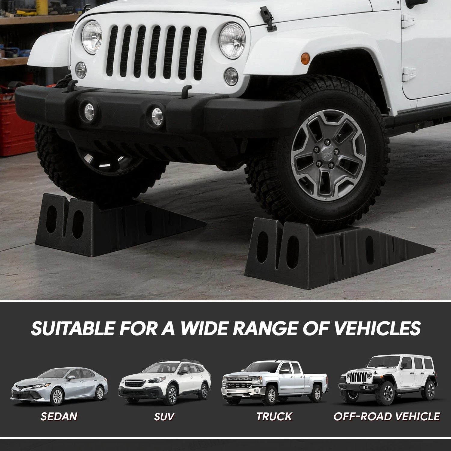 7" Lift Height Non-Skid Tread Wheel Tire Change Ramps Chock Pair