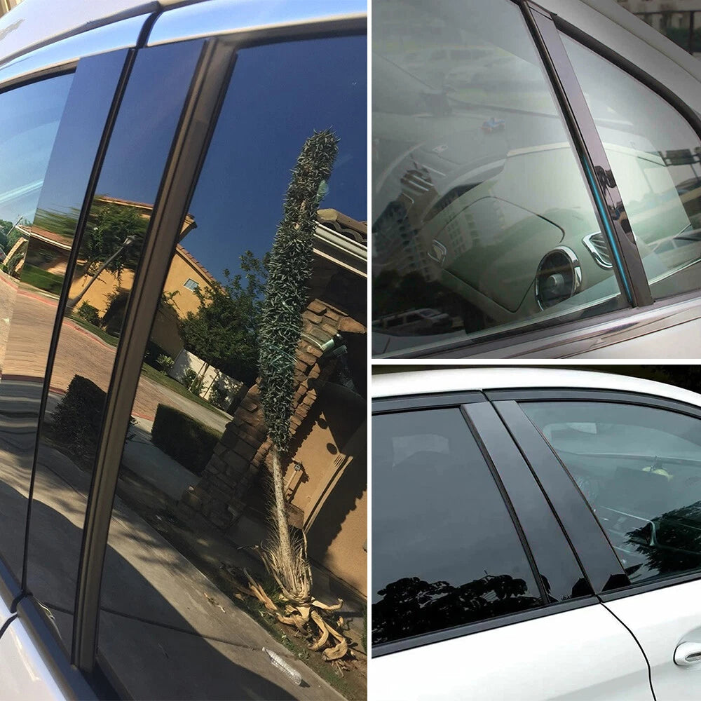 Set of 6 Piano Black Pillar Posts for Dodge Charger (2011–2021)