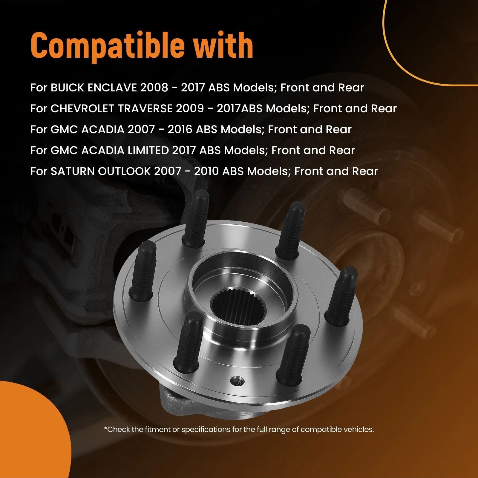 Wheel Hub Pack for GMC Acadia/Saturn Outlook (2007–2017) Front ABS 513277