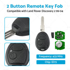 2 Button Remote Key Fob 433MHz ID73 for Land Rover Discovery 2 (1999–2004)