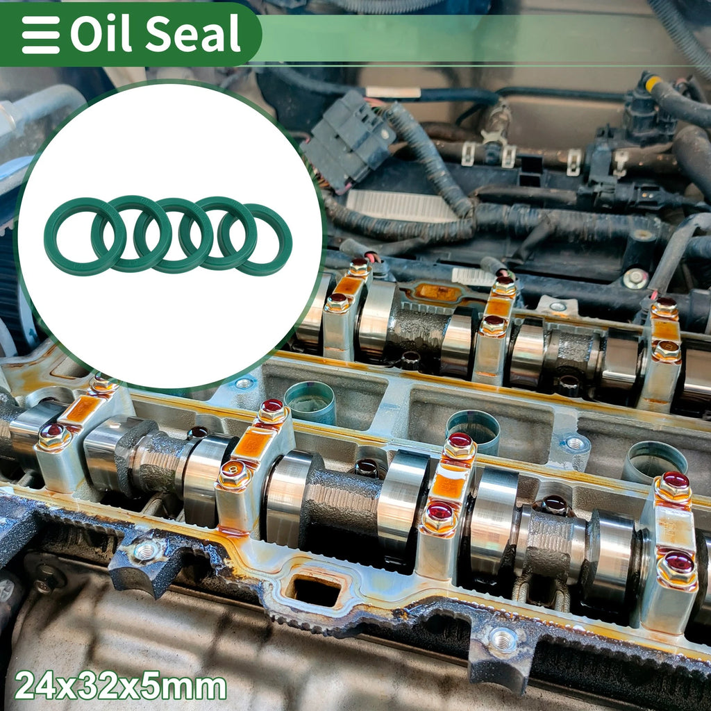 Set of 5 Oil Seal Rotary Shaft Seal 24x32x5mm TPU Green High Pressure