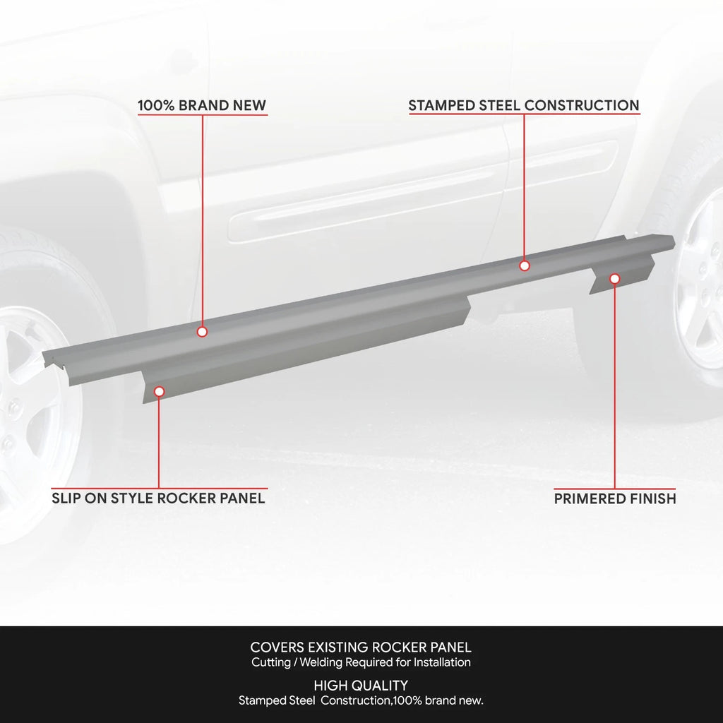 Rocker Panels for Jeep Liberty (2002–2007) - Primered Grey, Left & Right Pair