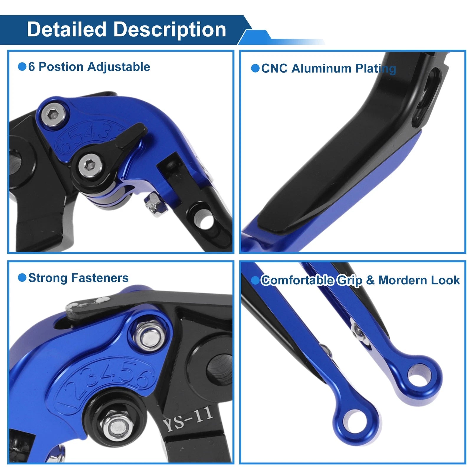Adjustable Brake Clutch Lever for Honda X11 (1999–2002) Blue Black