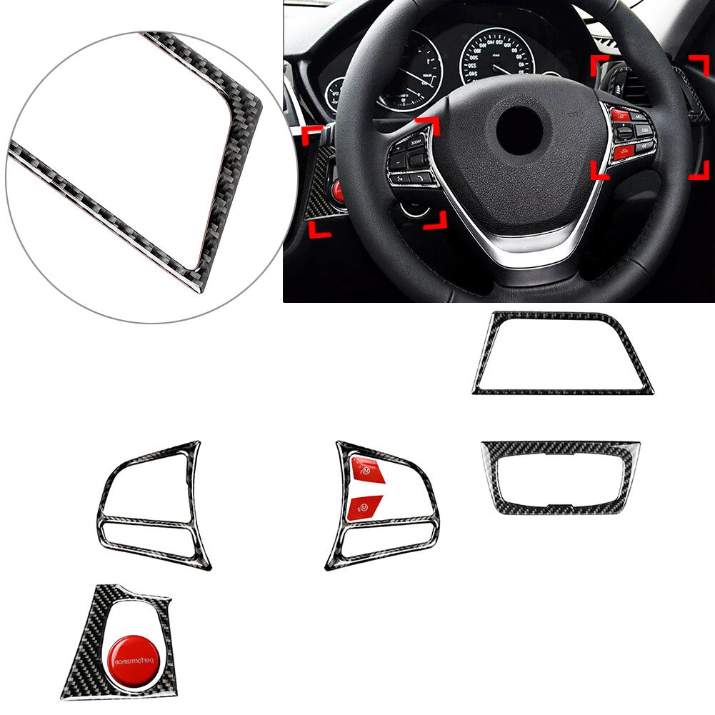 RHD 8 Pcs Steering Wheel & Button Trim for BMW 3 Series F30 GT F34 (2013–2019)