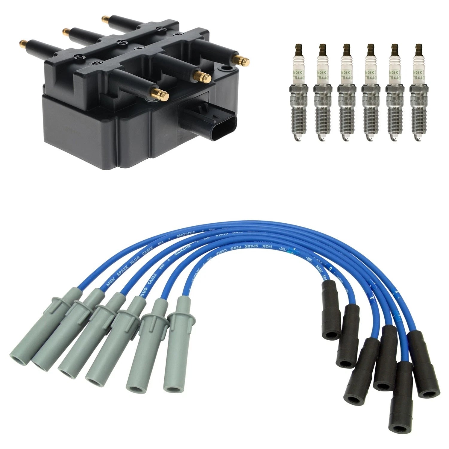 Set of 6 Hitachi Ignition Coils & NGK G-Power Spark Plugs for Grand Caravan
