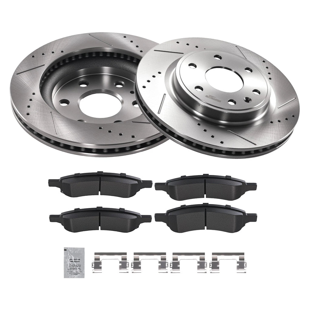 Front Brake Rotors and Pads Kit for Chevrolet Traverse (2009–2017) GMC Acadia (2007–2016)