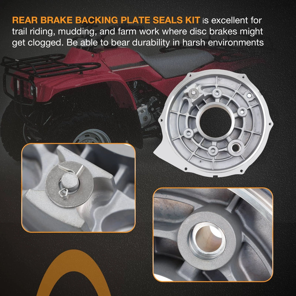 Rear Brake Backing Plate & Bearing Seals Kit for Honda Fourtrax TRX300 (1988–2000)