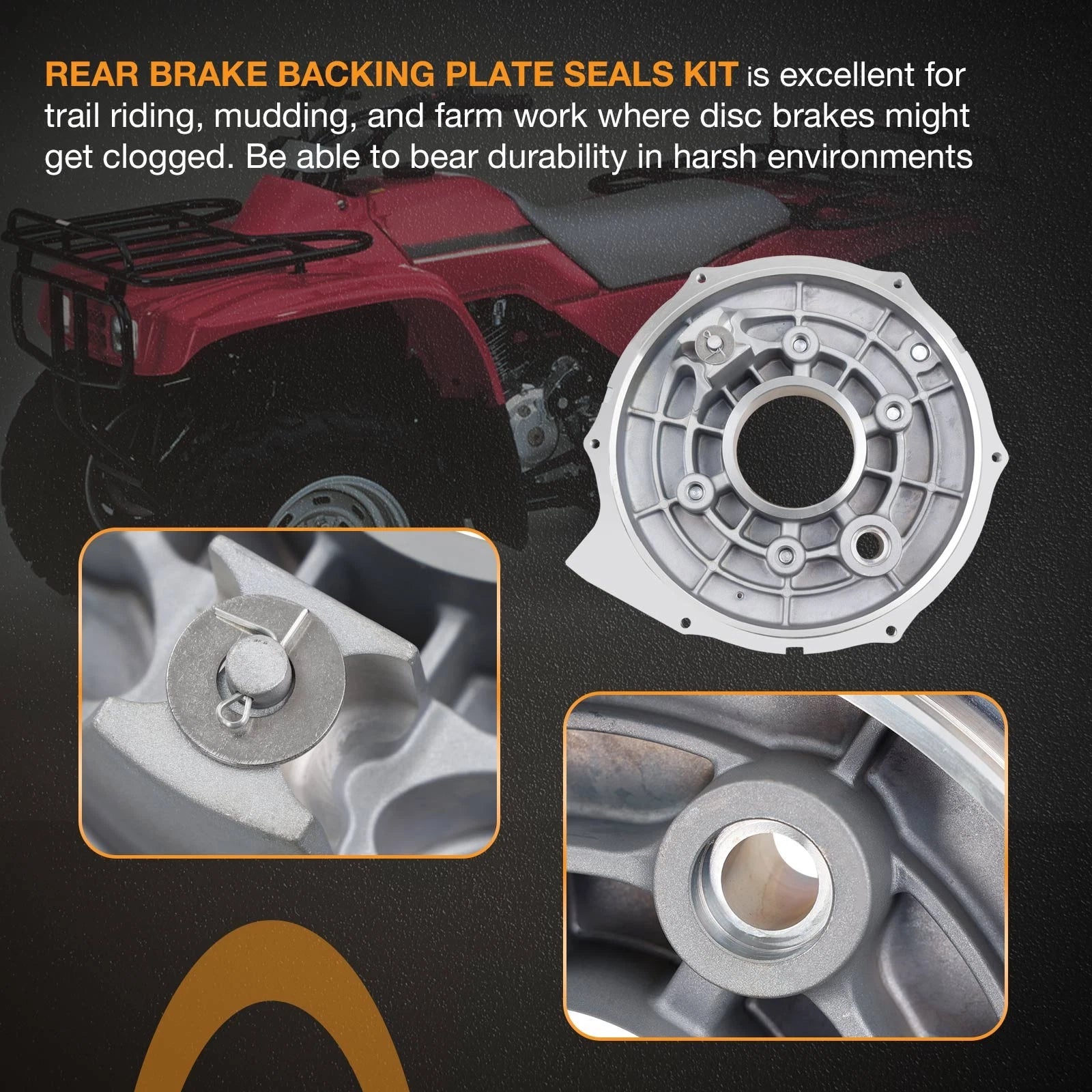 Rear Brake Backing Plate & Bearing Seals Kit for Honda Fourtrax TRX300 (1988–2000)