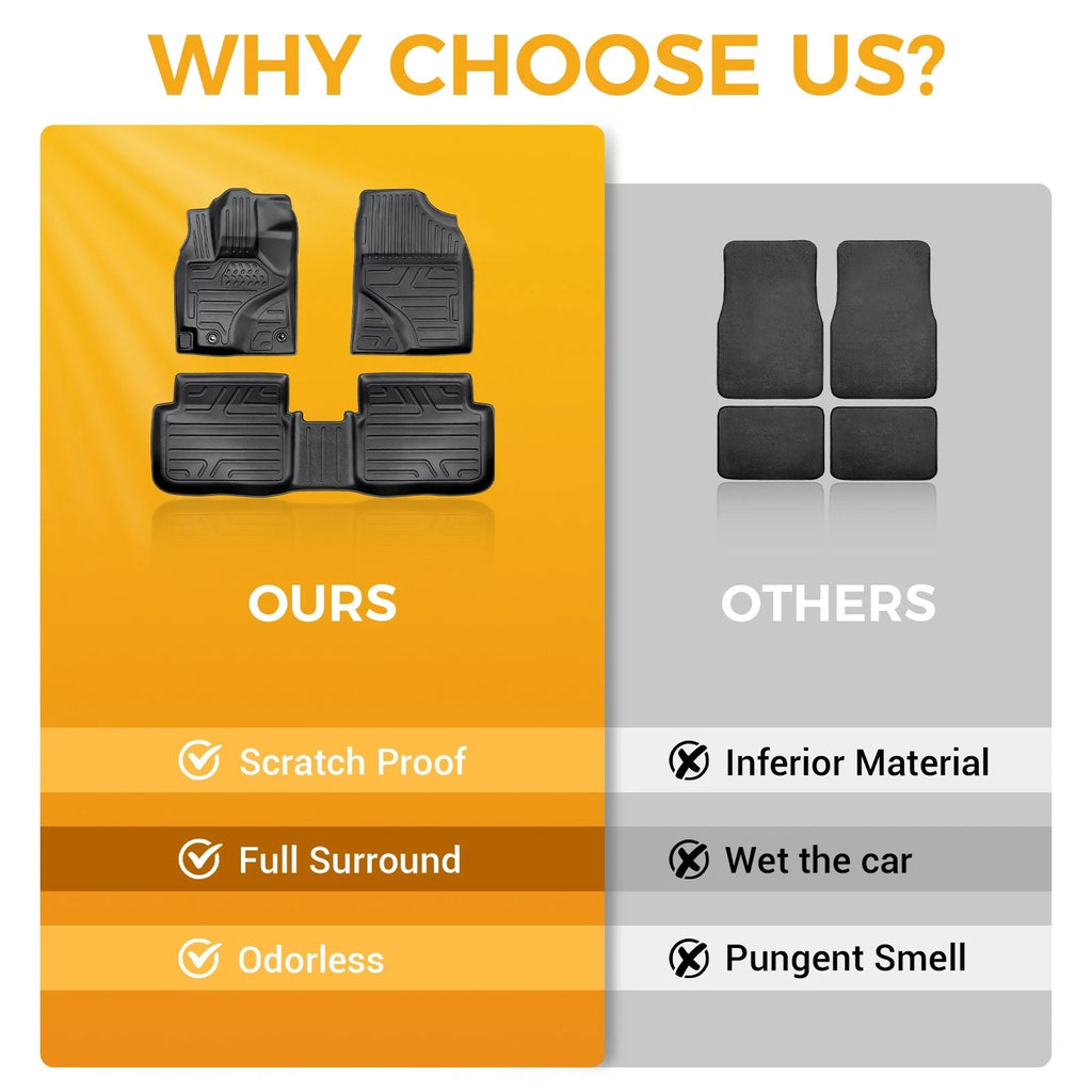 Set of 4 TPE Rubber All Weather Floor Mats for Toyota Corolla (2014–2019)