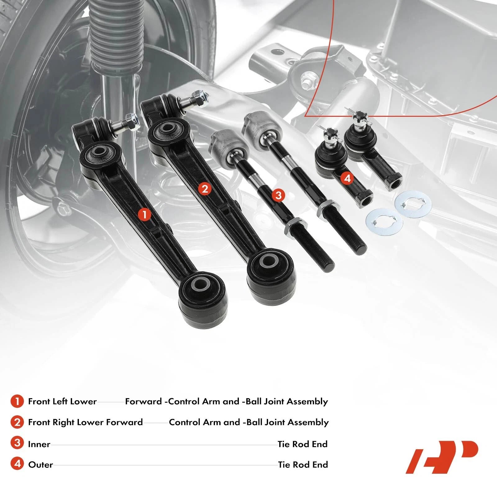 6X Front Control Arm Tie Rod for Chrysler Sebring Mitsubishi Eclipse (2007-2010)
