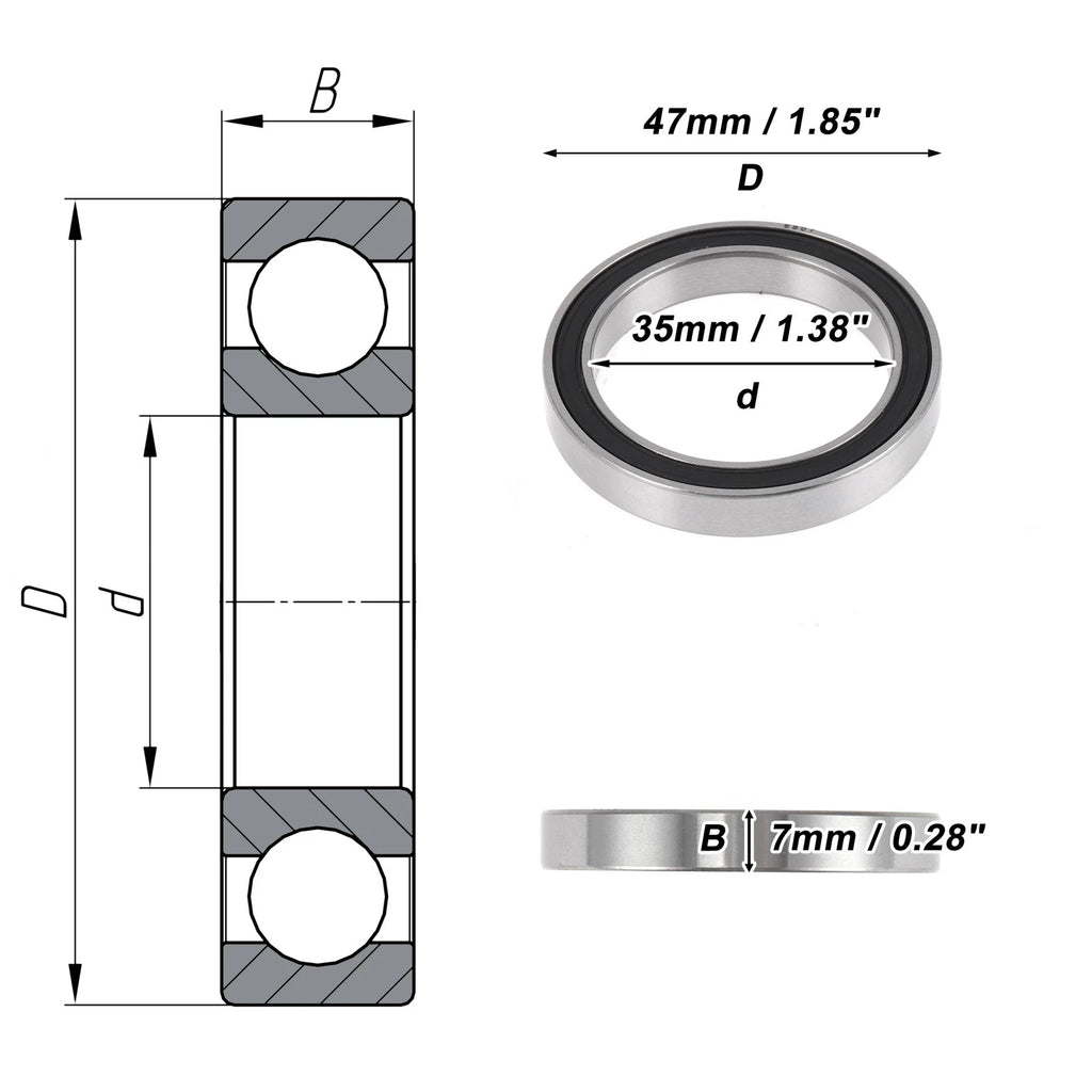 Deep Groove Ball Bearing 35x47x7mm for Scooter Skateboard 