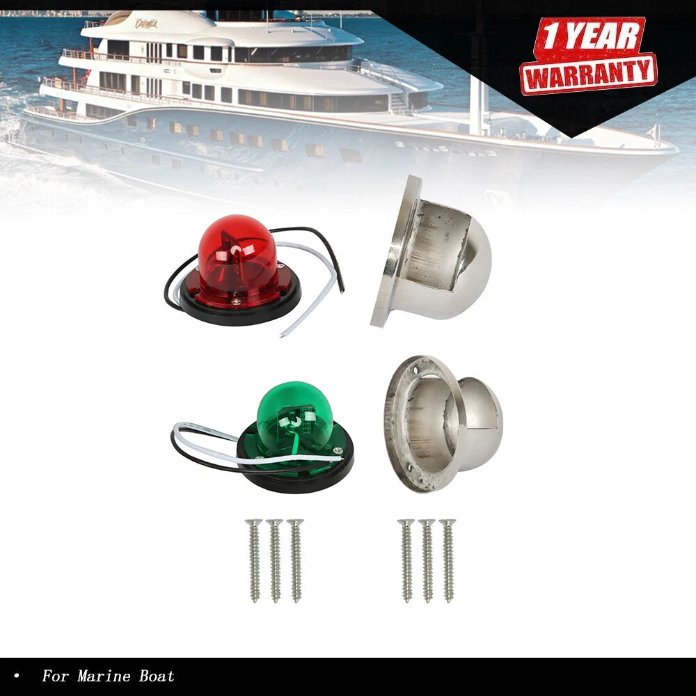 2X LED Bow Navigation Lights for Marine Boat Yacht Pontoon (12V)