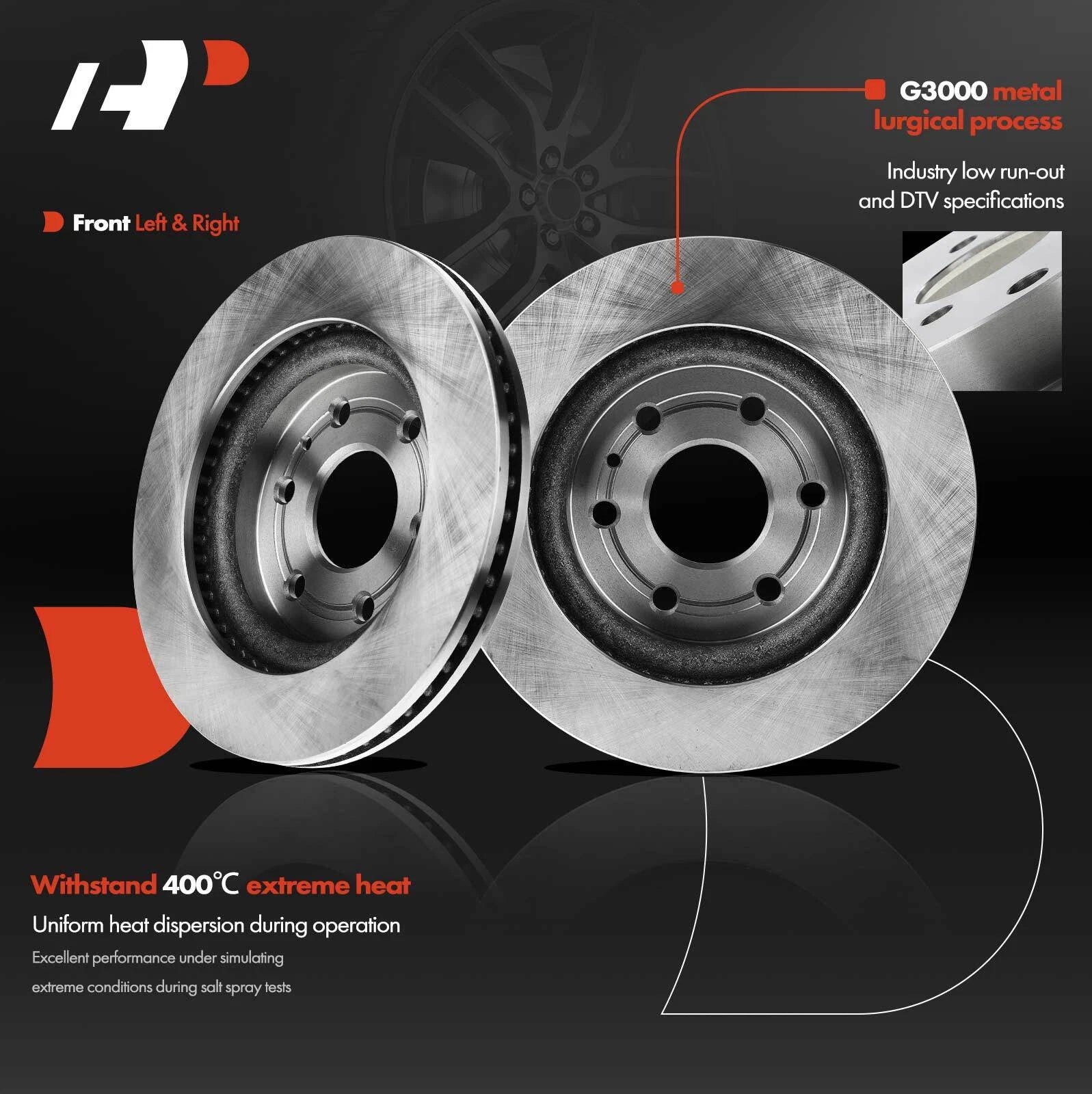 Front Disc Brake Rotors for Chevrolet Traverse (2009–2017) GMC Acadia Buick