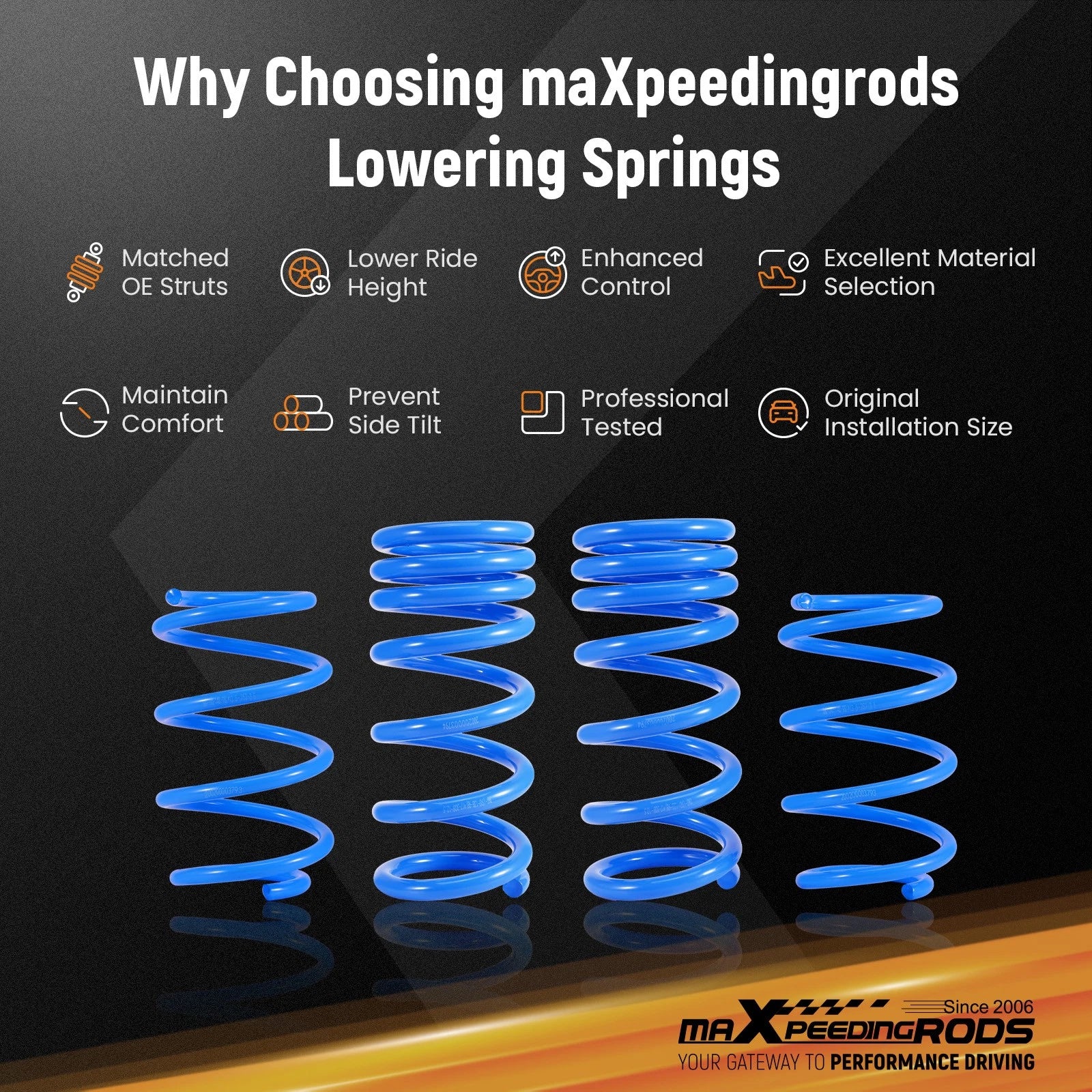 Lowering Drop Springs for Ford Mustang GT (2015-2023)