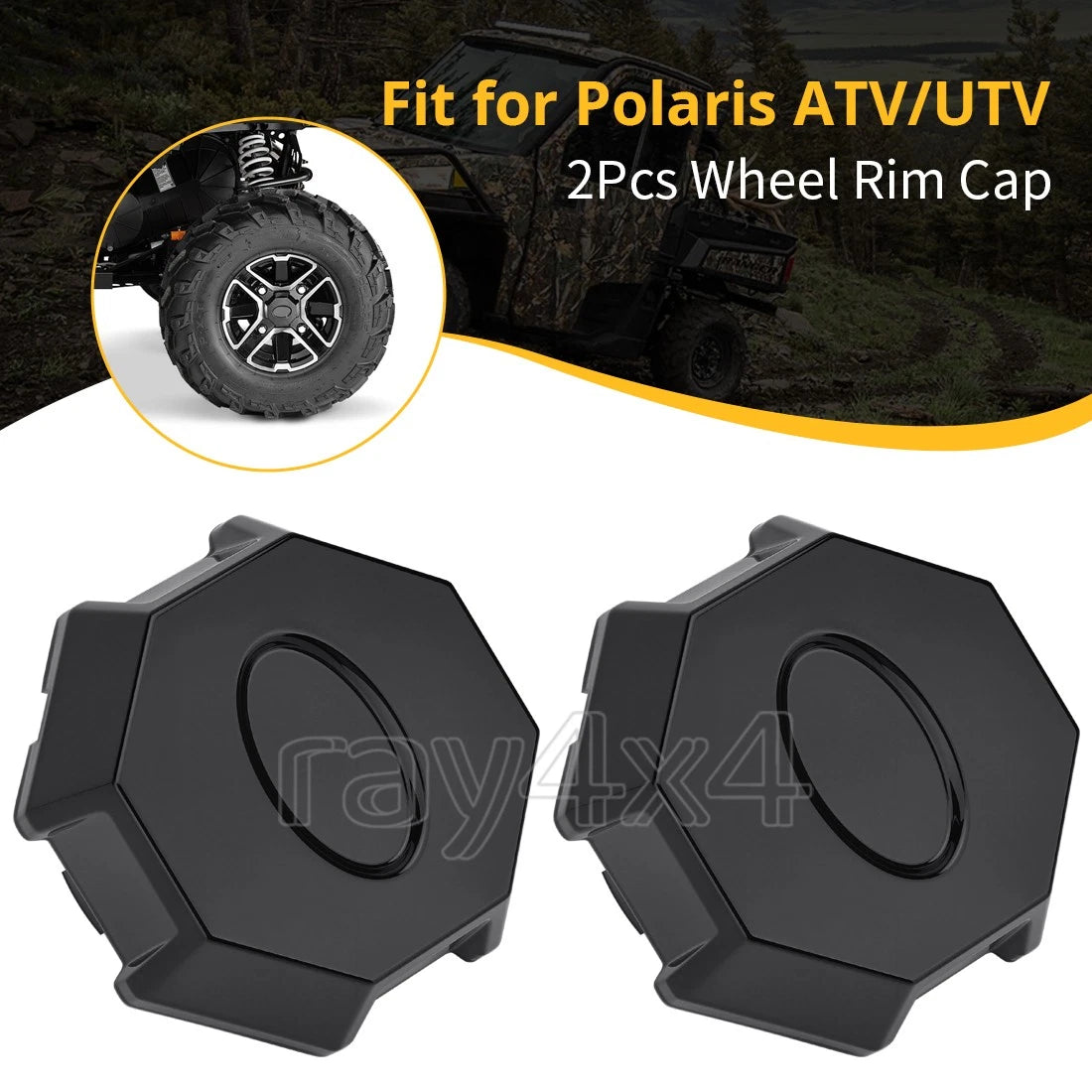 2x Wheel Center Caps for Polaris Ranger 570 4x4 (2015)