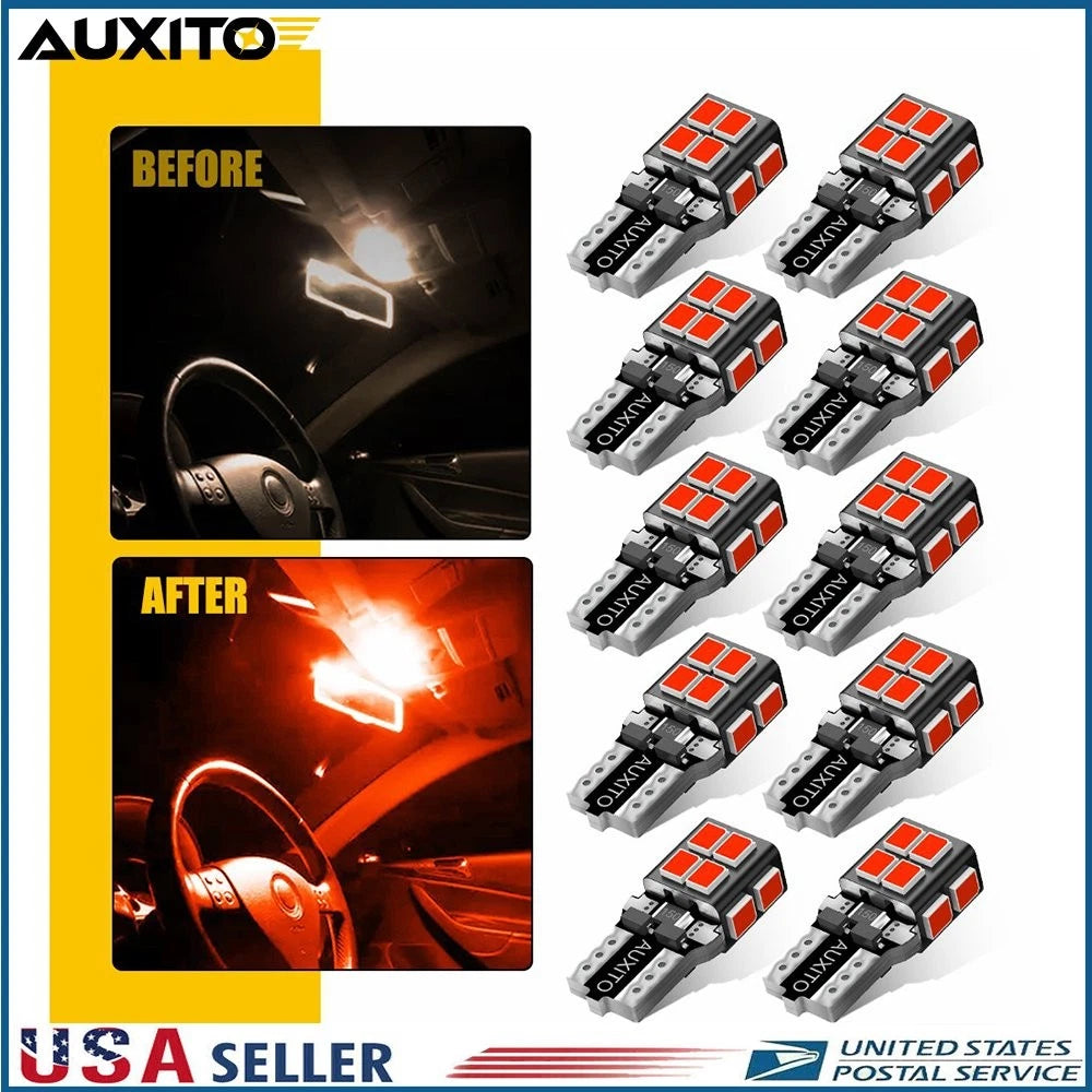 10x T10 168 194 2825 LED Third Brake Light Bulb for AUXITO (N/A)