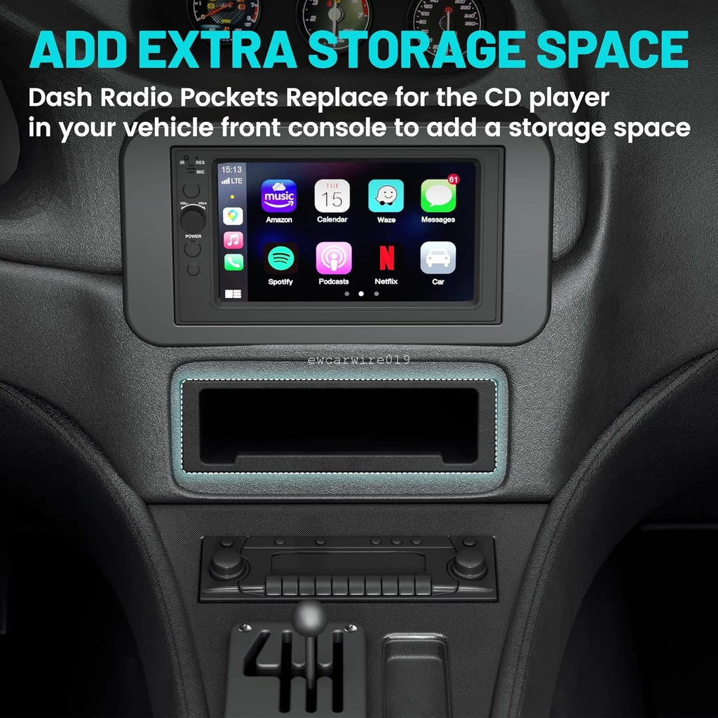 Single Din Car Radio Storage Box for Ford Mustang (1994–2000)