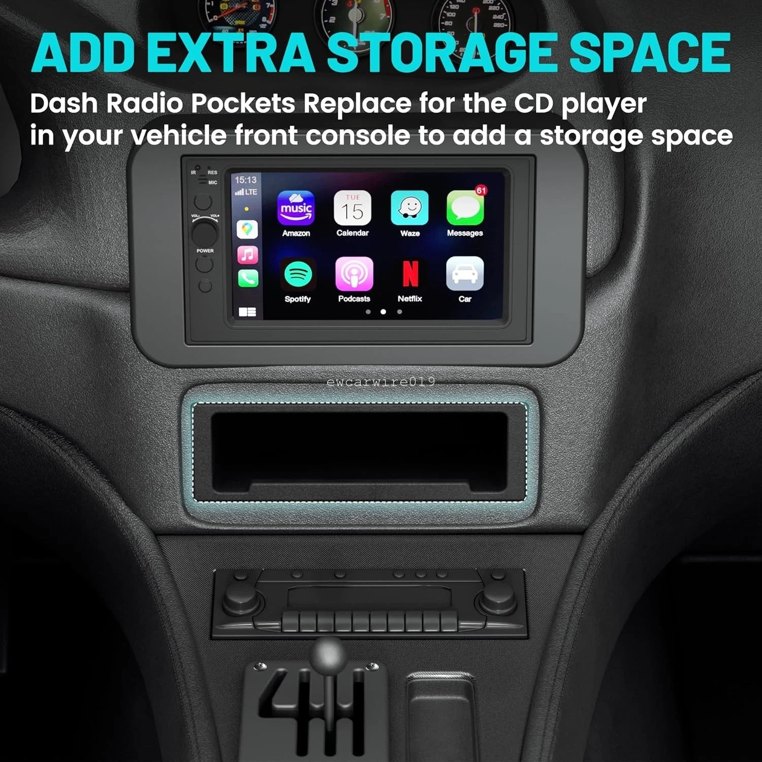 Single Din Car Radio Storage Box for Ford Mustang (1994–2000)