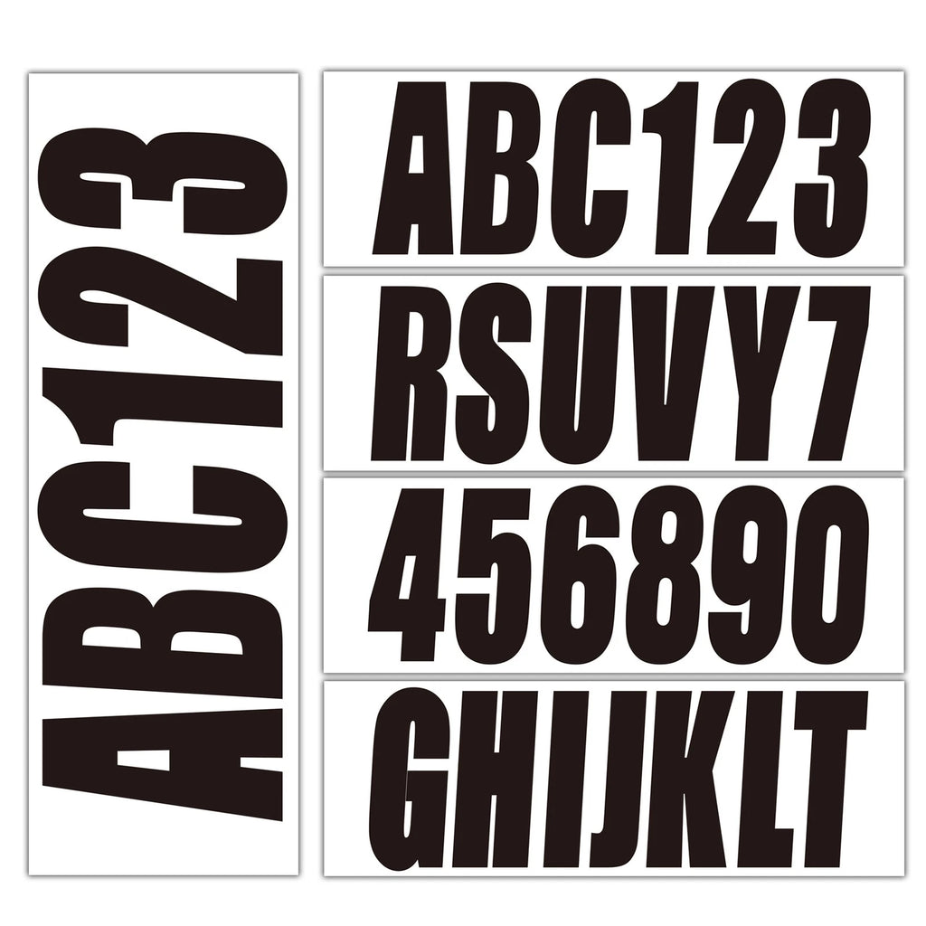 3" Black Alpha-Numeric Registration Identification Numbers Stickers Decals