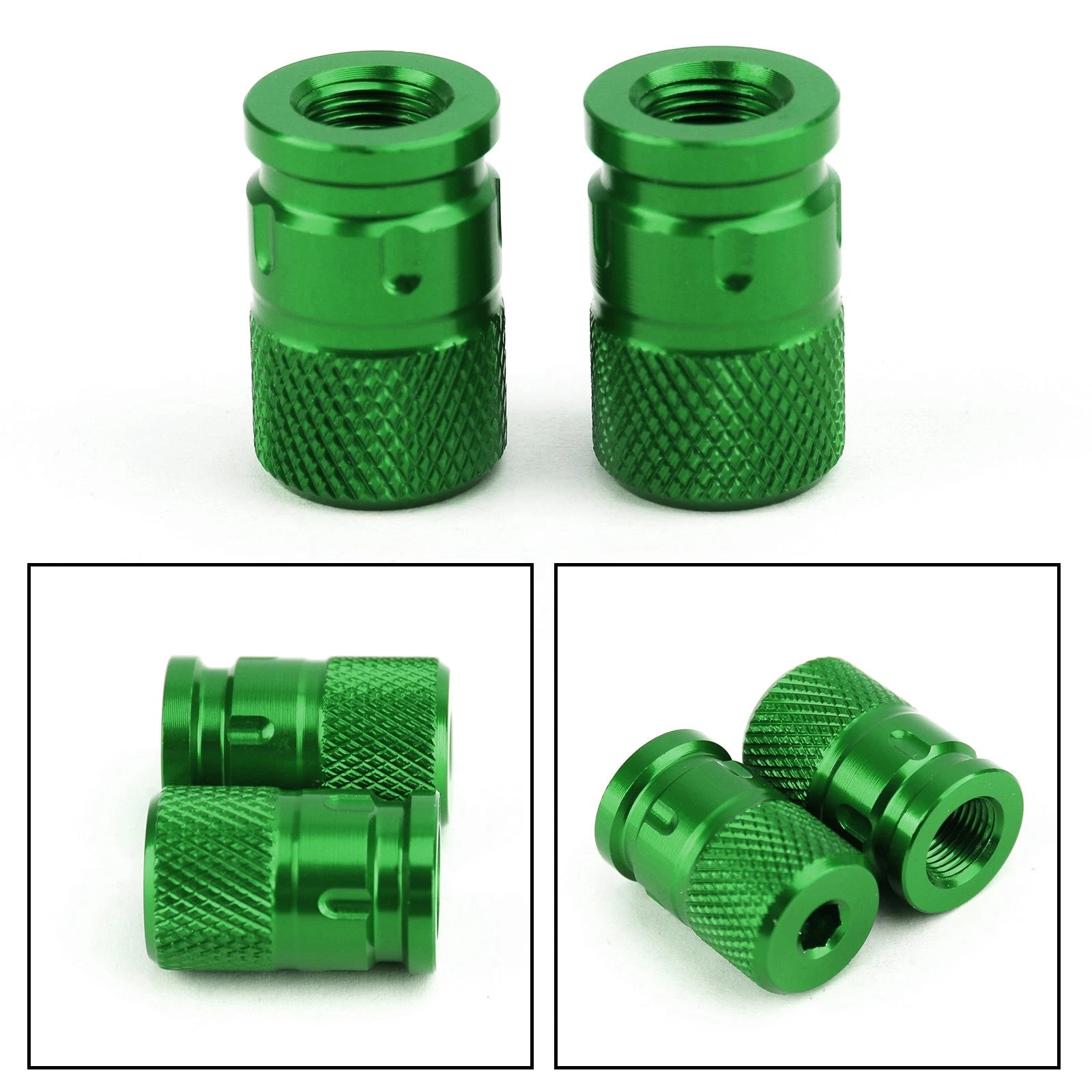 CNC Aluminum Green Anti-Theft Tire Valve Stem Caps for Motorcycle Car Truck Bike