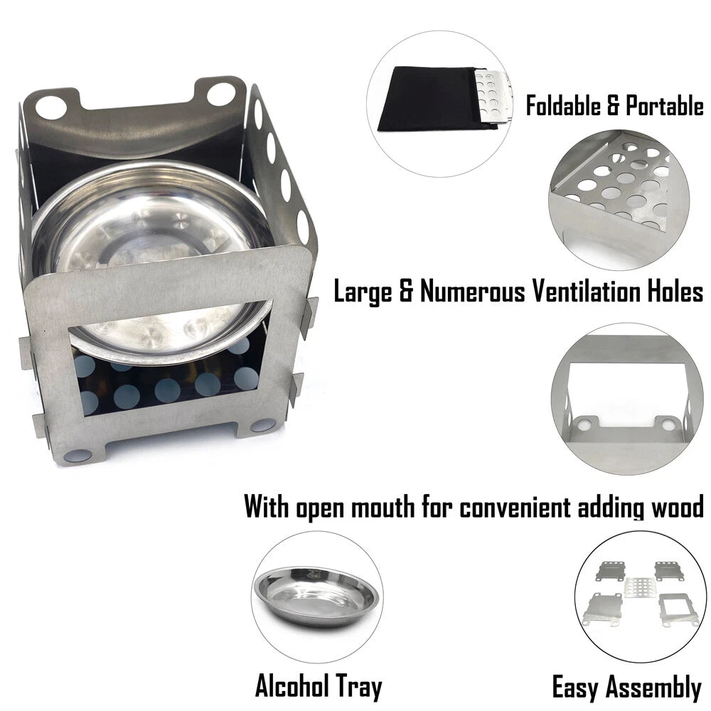 Folding Wood Stove for Outdoor Cooking Camping Backpacking