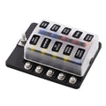 10-Way Blade Fuse Holder Box with LED Indicator for Marine Applications (12V)