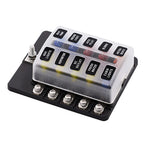 10-Way Blade Fuse Holder Box with LED Indicator for Marine Applications (12V)
