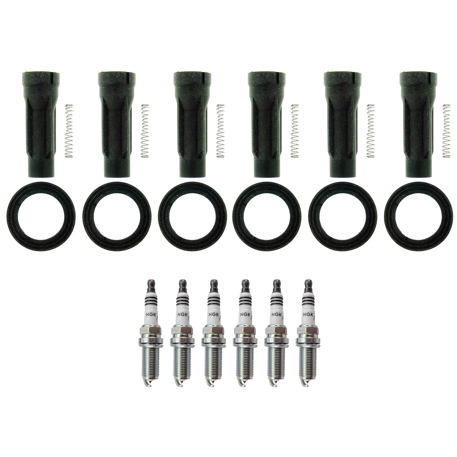 Set of 6 NGK Iridium IX Spark Plugs & Coil Boots for Avalon Camry ES350 RAV4 RX V6 (2000–2023)