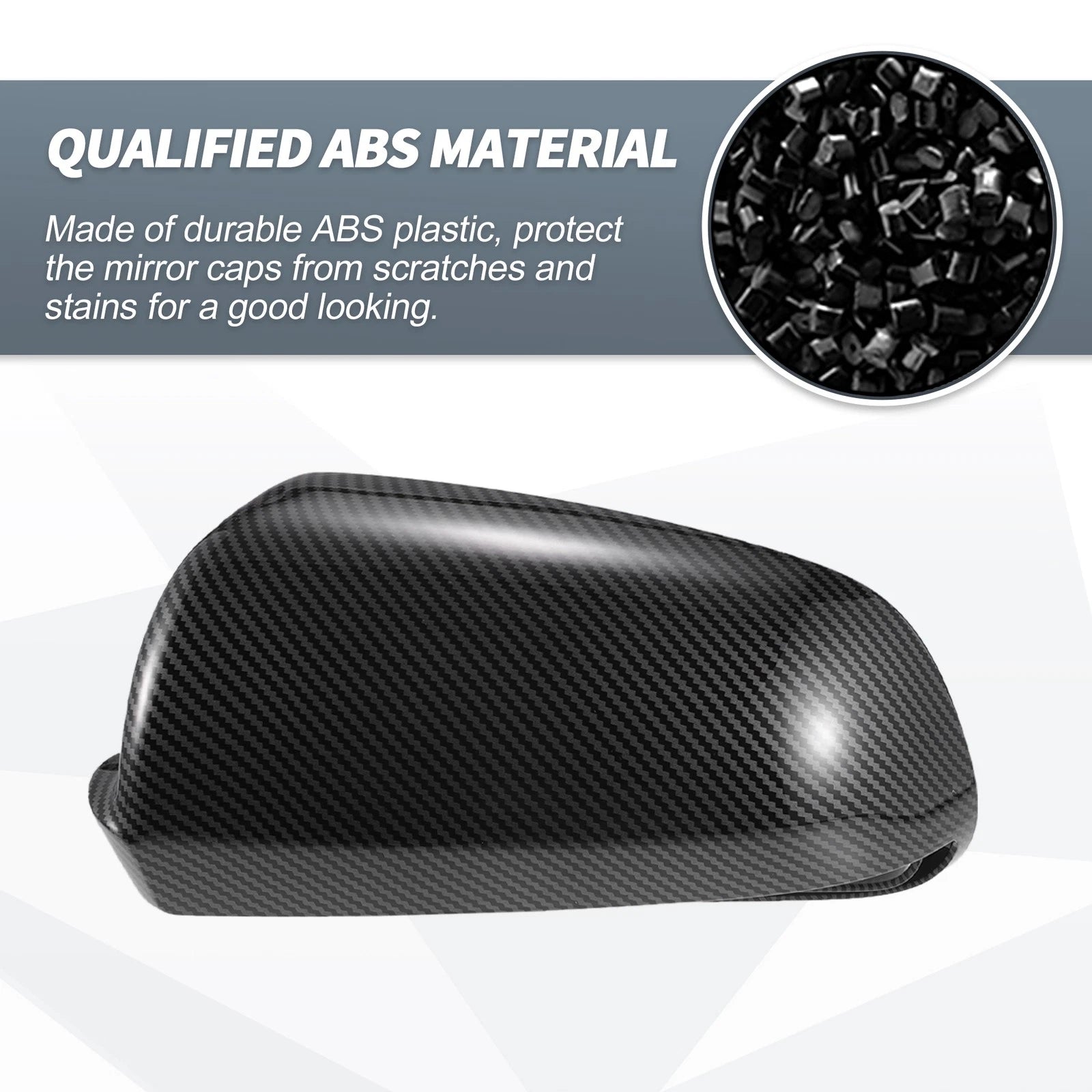 Pair Rearview Mirror Cover Cap Black Carbon Fiber for Audi S3 A4 S4 A6 (2000–2016)