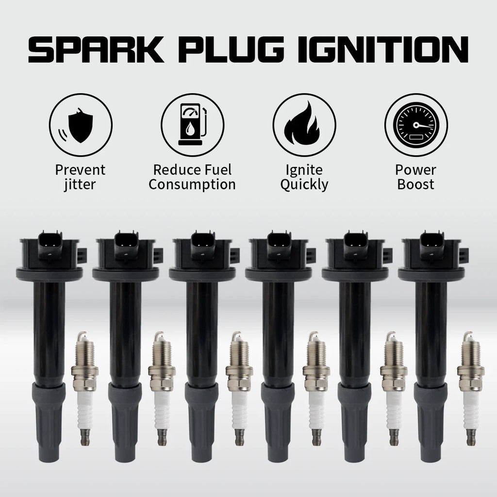6X Ignition Coil & Spark Plug for Mercury Ford Fusion 3.0L V6 (2006–2012) UF486