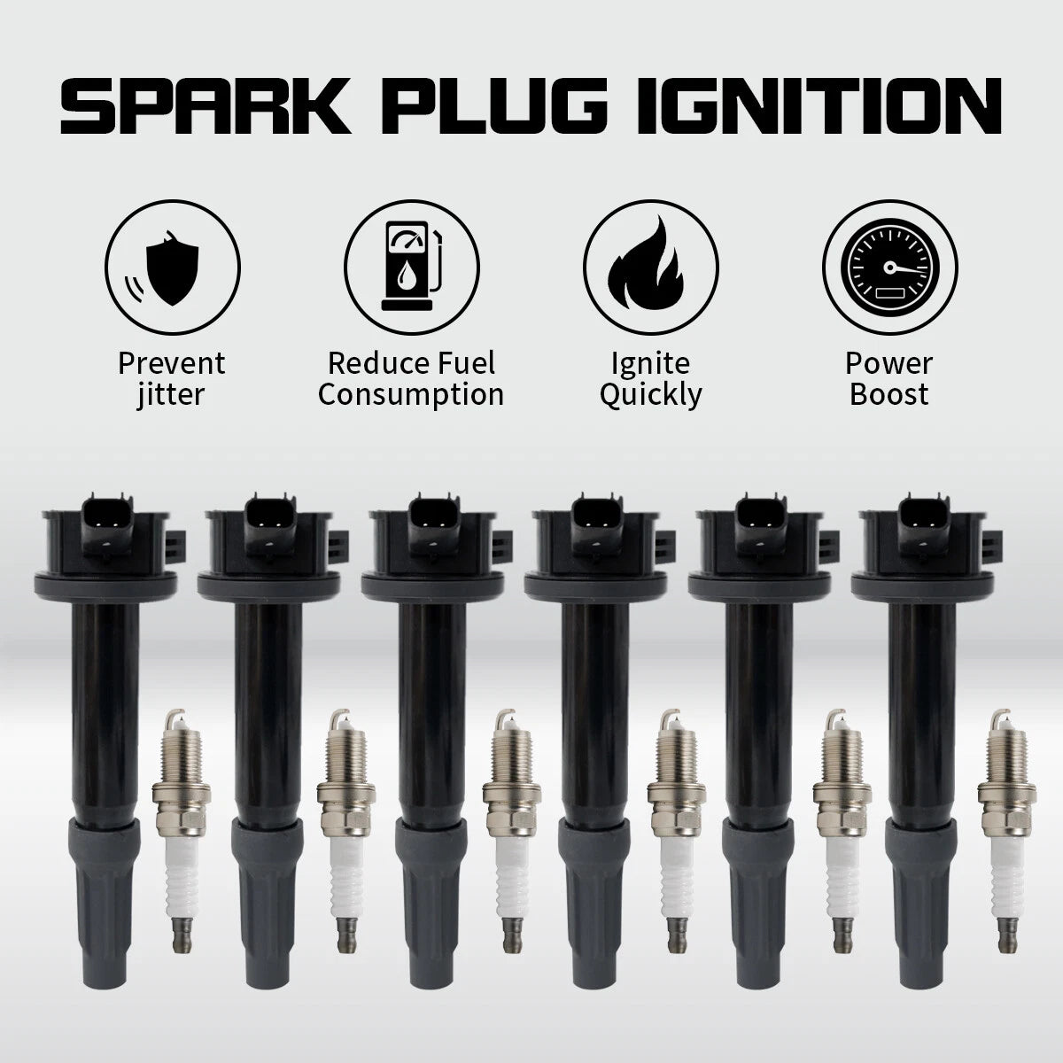 6X Ignition Coil & Spark Plug for Mercury Ford Fusion 3.0L V6 (2006–2012) UF486