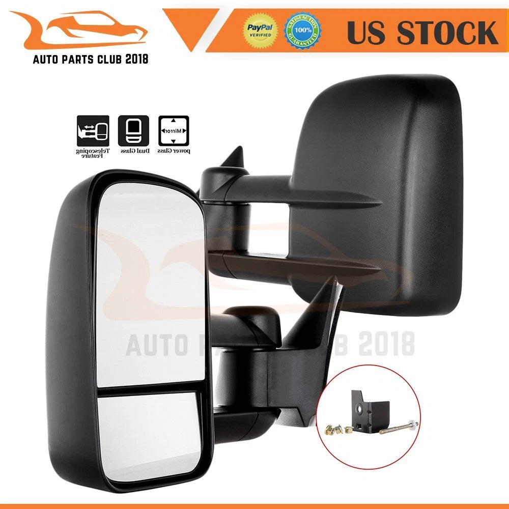 Set of 2 Power Black Tow Mirrors for C/K C10 1500/2500/3500 (1988–1998)