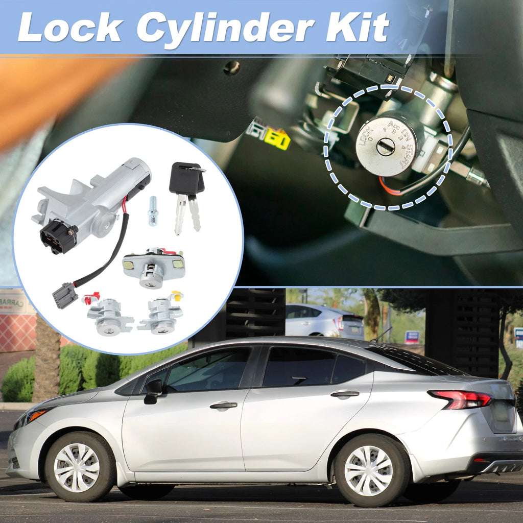 Ignition Lock Cylinder & Door Trunk Lock w/ 2 Key for Nissan Versa (2007–2019)