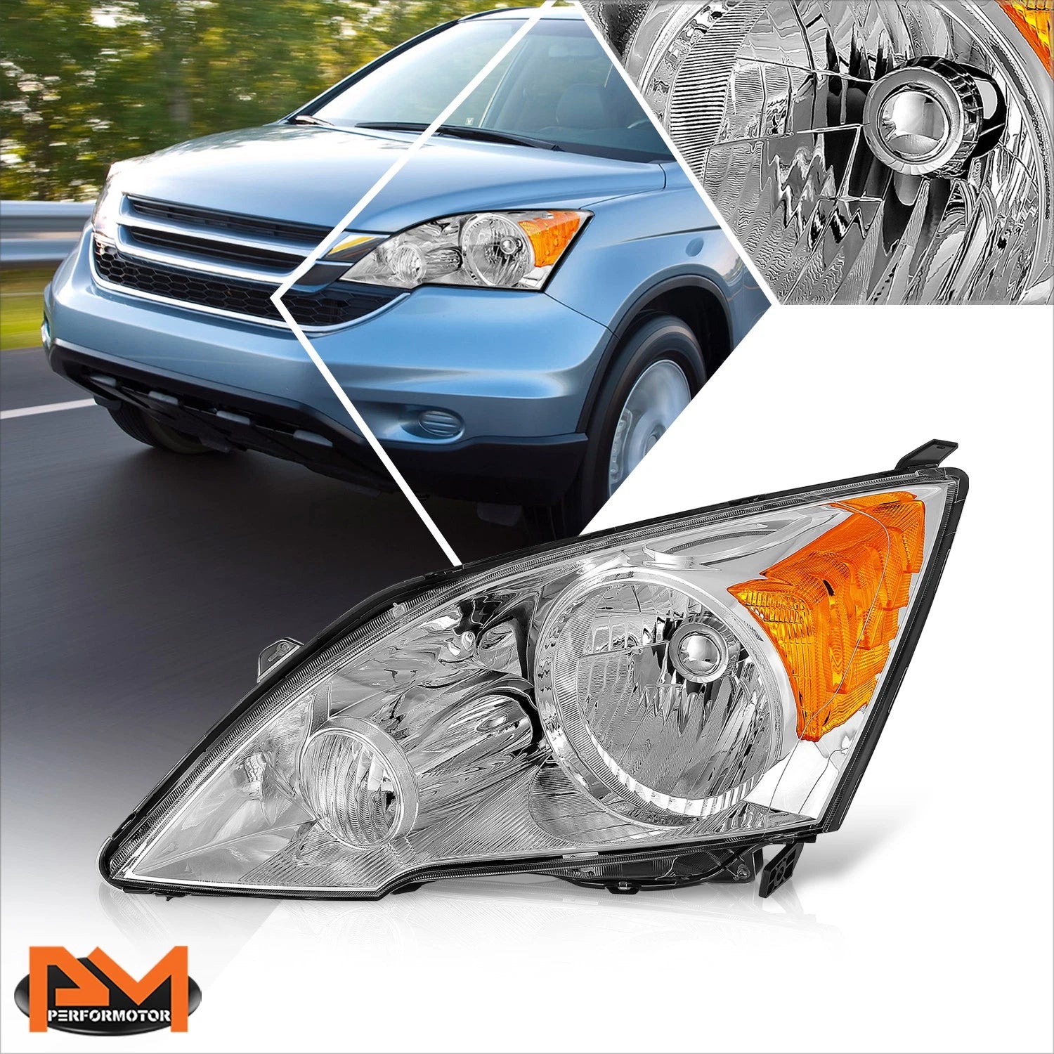 Driver Left Side Chrome Amber Headlight for Honda CR-V (2007–2011)