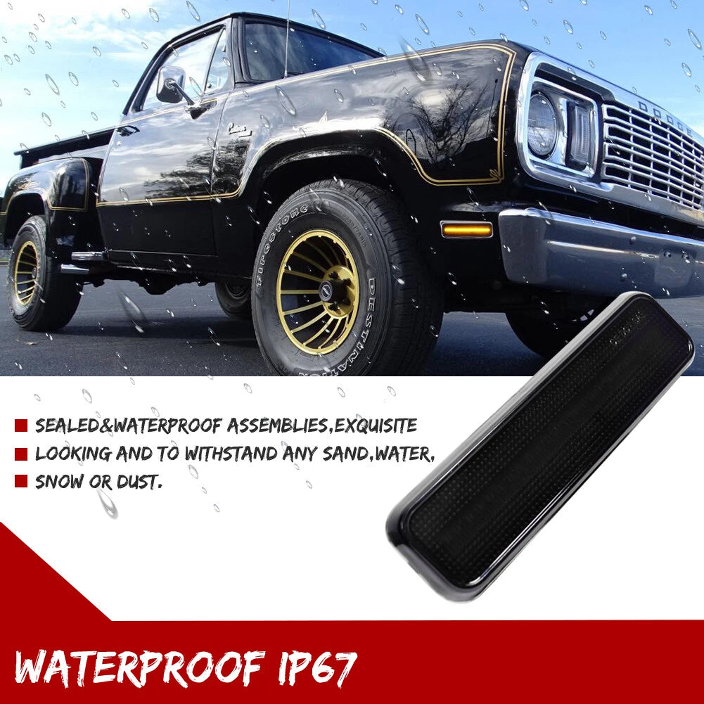 Smoked Amber LED Front Side Marker Lights for Dodge Ram Truck (1972–1993)