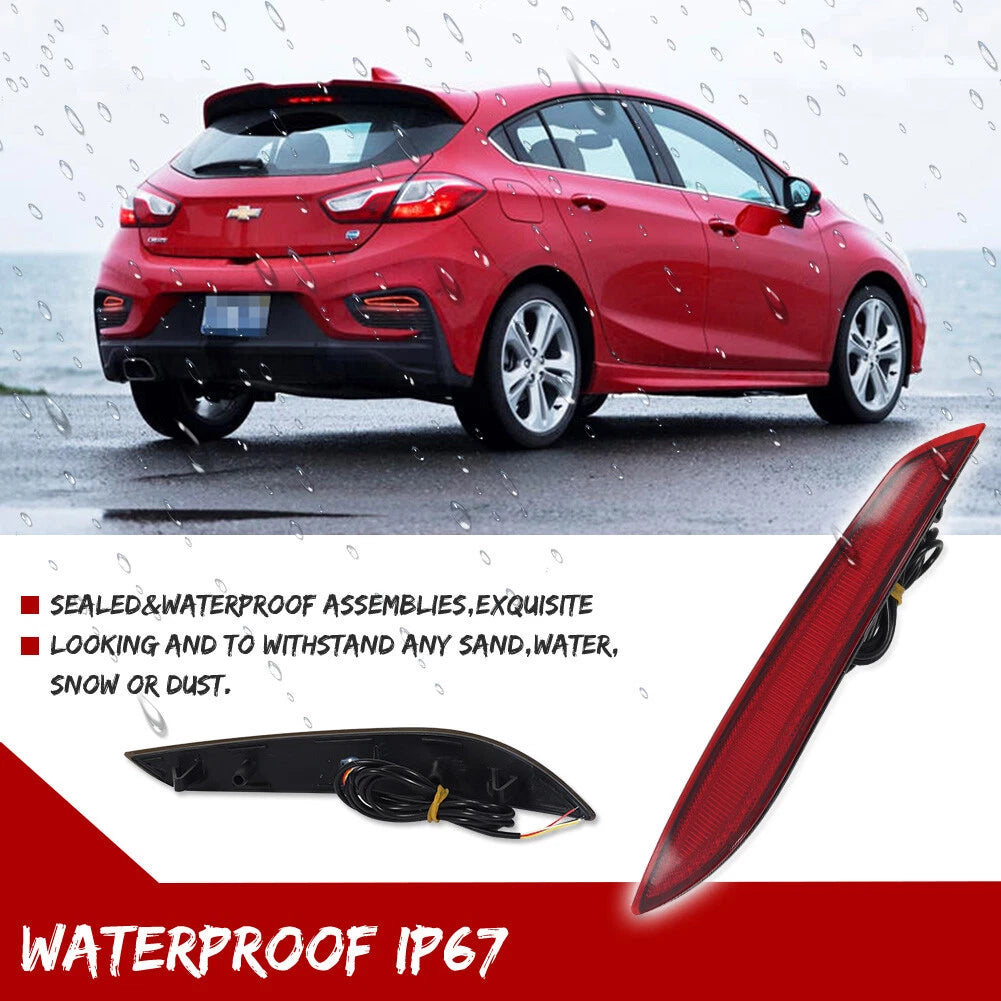 2X LED Rear Bumper Reflector Tail Lights for Chevy Cruze (2016–2019)