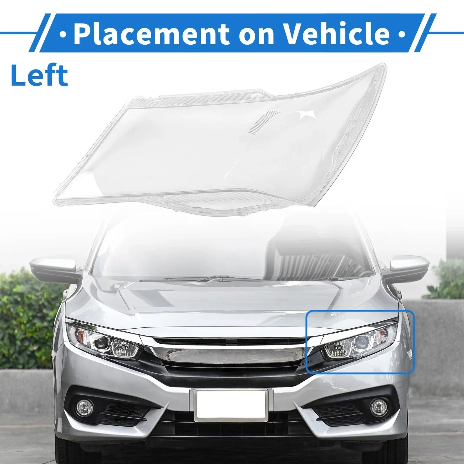 Car Front Left Headlight Lens Cover for Honda Acura 2007-2013 PC Clear