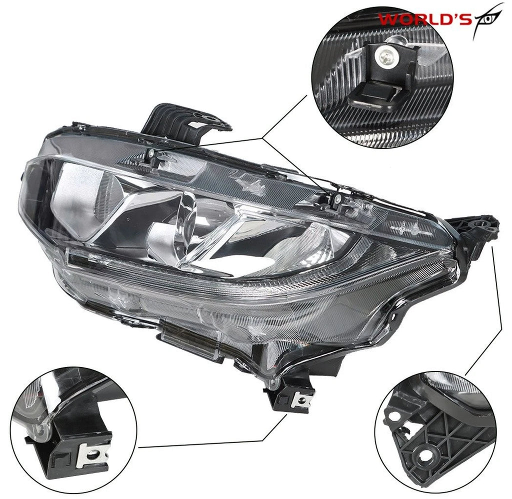 Halogen Chrome Projector Headlight for Honda Civic (2016–2018)